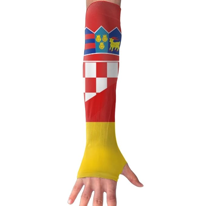 Jinyipi Gloves Flag Of Croatia And Germany Novelty Athletic Anti Uv Sun Protection Fingerles Gloves Arm Sleeves Warmers