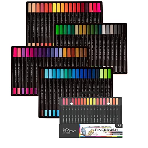 Indra Double Tip Watercolor Brush Pens, Set of 72 Colors, DoubleEnded