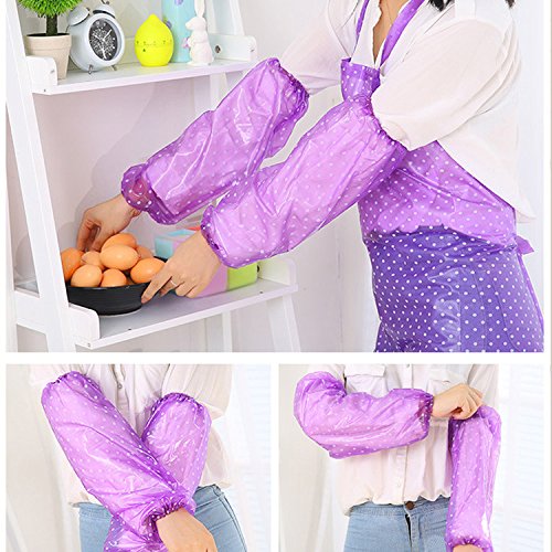 Yunhigh PVC Plastic Waterproof Oversleeves Polythene Protective Kitchen Arm Sleeve Elastic Cuff Arm Sleevelet Cooking Accessories by Dots - Thumbnail 6
