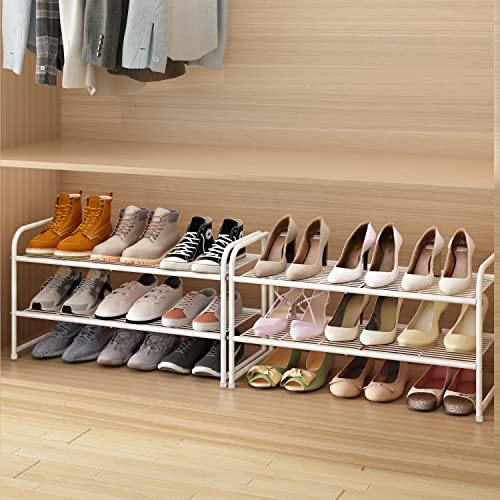 Simple Trending 2-Tier Stackable Shoe Rack, Metal Shoe Shelf