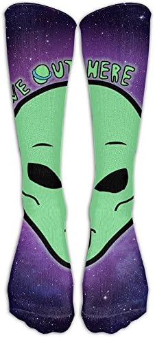 Hand-painted Alien Nylon Sweat Uptake Compression Knee Socks Tie Dye Long Distance Running For Girls Cartoon Knee Long Tube Crew Socks
