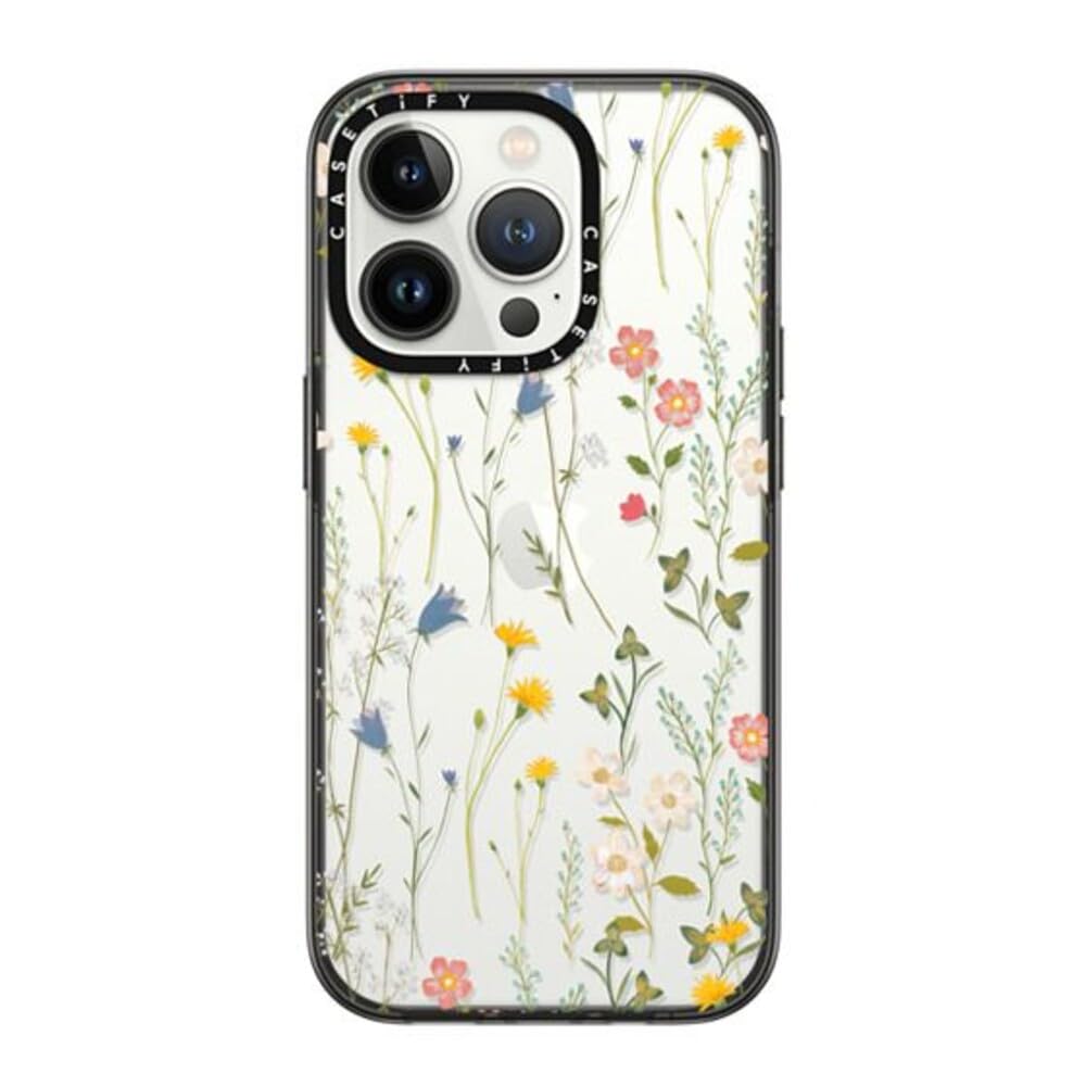 CASETiFY Compact iPhone 14 Pro Case [2X Military Grade Drop Tested / 4ft Drop Protection] - Dreamy Floral Pattern - Clear Black — image 1
