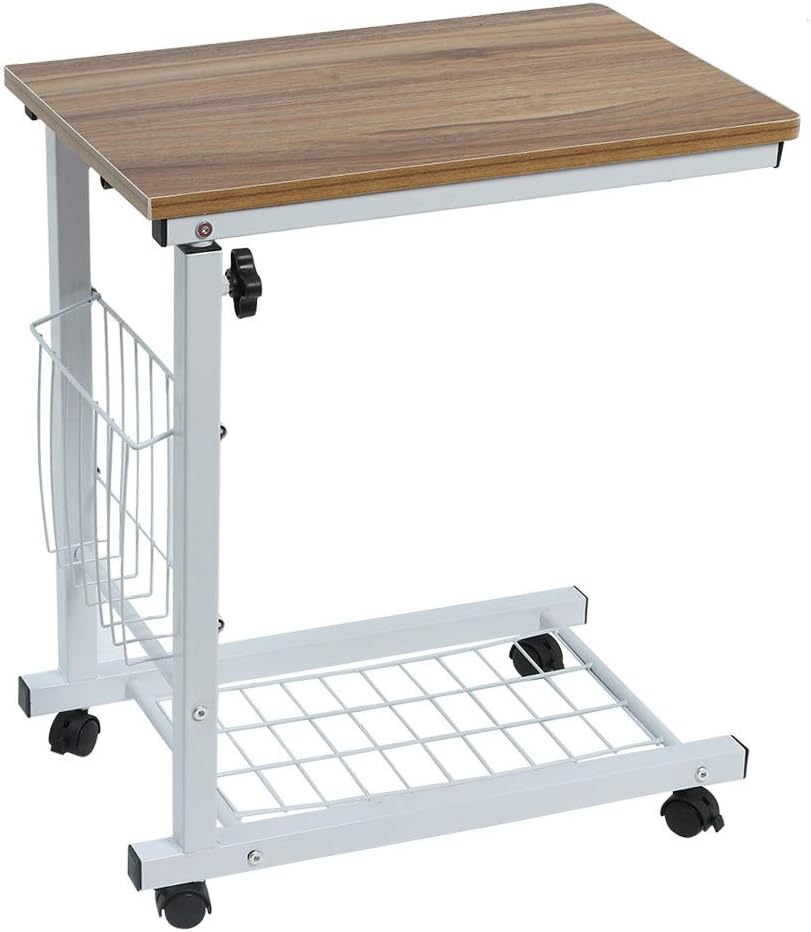 Luonita C Shape Sofa Side End Table Snack Table Desk,Coffee Tray Bedside Table for Small Space,Living Room, End Stand,Notebook Tablet Bedside Bed Sofa Workstation,US Shipping (Gold)