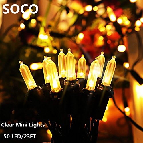 Solar Clear Mini String Lights, 50 LED 23ft Outdoor Waterproof Christmas Decoration Lights Solar Powered Garden Lights Decor Timer For Path Patio Lawn Holiday Bedroom Wedding Xmas Tree(Warm White)