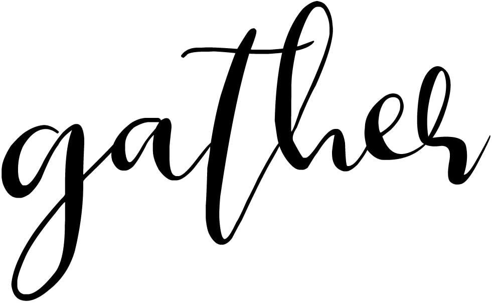 Gather Wall Decal | Large (21x13 inch) One Word Art Sticker | Home Decor Vinyl Wall Quote Letters | Sign Wall Decor | Living Room Kitchen or Dining Room Decoration | Rustic Family Farmhouse Saying