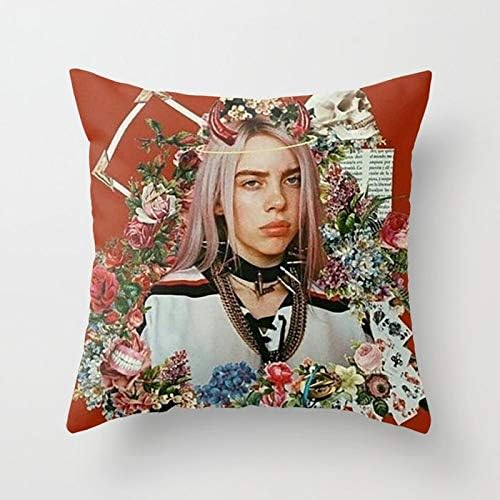 Throw Pillow Cover 18X18 inch Decorative Pillow Case Cushion Cover for Holiday Decoration Home Sofa Living Room Car Decor - Billie Eilish Graphic Artwork