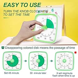 Yunbaoit Visual Timer with Night Light, 60-Minute