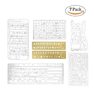 Amazon.com: PROMENE Stencils Stainless Steel Drawing Ruler Painting