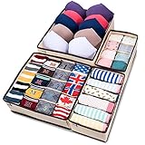MIU COLOR Drawer Organizer, Closet Organizer Bra Underwear Drawer Divider 4 Set Beige
