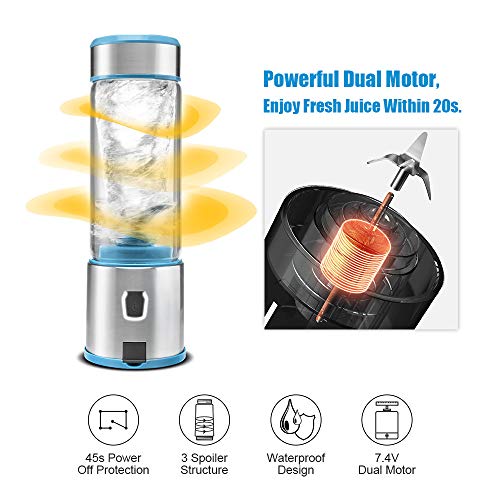 Portable Blender Glass, TTLIFE USB Rechargeable Personal Blender, Smoothie Blender Juicer Cup, Small Blender Single Serve Fruit Mixer, Travel Portable Blender Cordless with 5200mAh Rechargeable Battery for Shakes and Smoothies,Protein Shake,Baby Food
