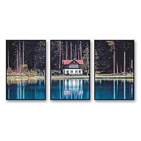 Framed Canvas Wall Art for Living Room, Bedroom Beautiful Nature Norway Landscape Canvas Prints for Modern Home Decoration Ready to Hang - 16"x24"x3 Panels