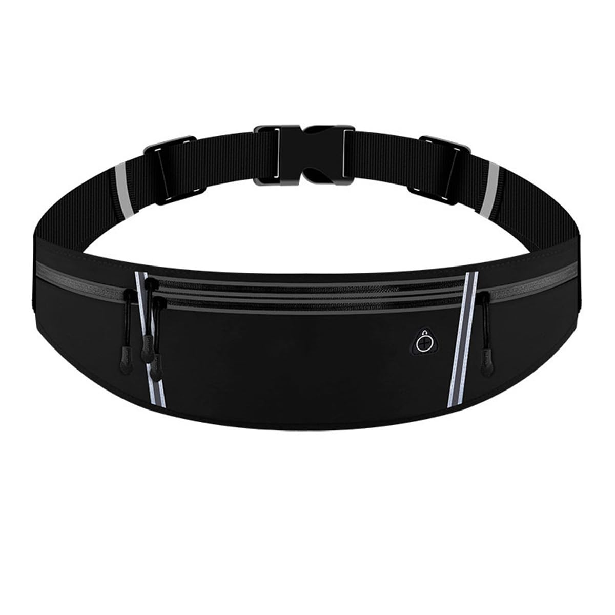 Zerci Running Belt with Reflective Waterproof Adjustable Elastic Strap, Sweatproof waistpacks with Large Capacity for Running Hiking Cycling (Black)