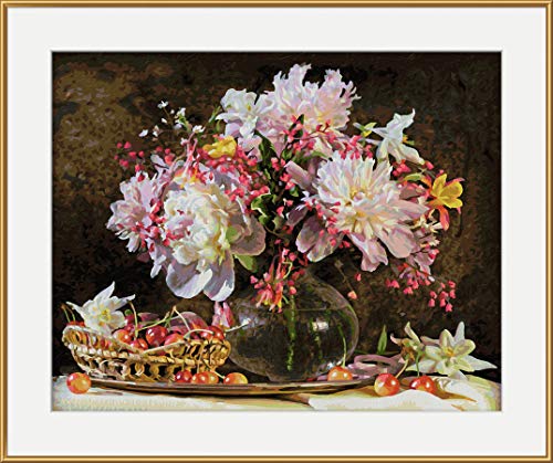 Schipper 609130773 Malen nach Zahlen - Blumenstrauß mit Kirschen - Bilder malen für Erwachsene, inklusive Pinsel und Acrylfarben, 40 x 50 cm, Mehrfarbig – Bild 4