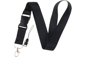 juanooo Black Lanyard for Keys & ID Badges Cool Key Keychain Lanyard for Women Teachers Staff Girls Plain Breakaway Badge Neck Lanyard for ID Holder