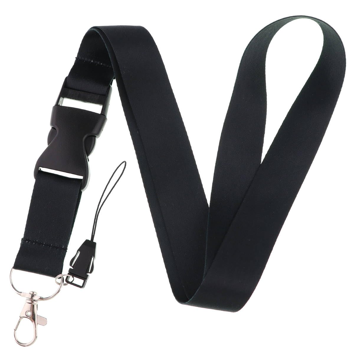 juanooo Black Neck Lanyard for Keys & ID Card Holder Cool Key Lanyard for Women Men Teens Staff Plain Breakaway Badge Lanyard Strap