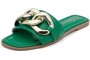 Shoe Land EMMA Womens Flat Sandals Square Open Toe Single Band Slides