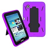 Galaxy Tab 2 7 Case KIQ (TM) Heavy Duty Hybrid Silicone Skin Hard Plastic Case Cover Kick Stand for Samsung Galaxy Tab 2 7.0 P3100 - Black/Purple