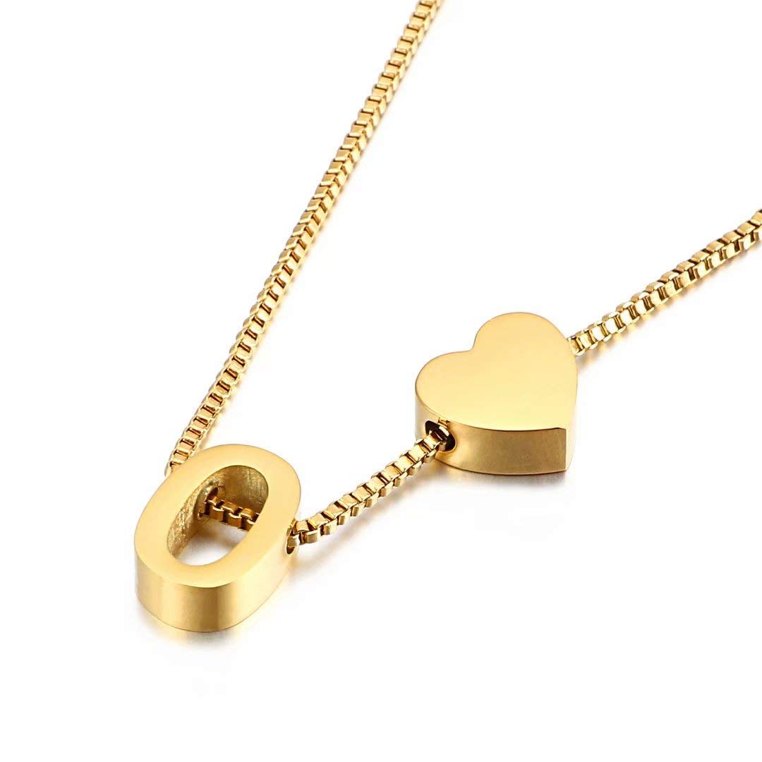 Qings Gold Initial Pendant Necklace,Personalized Letter A-Z Exquisite Pendant Minimalist Female Jewelry O Letter Necklace
