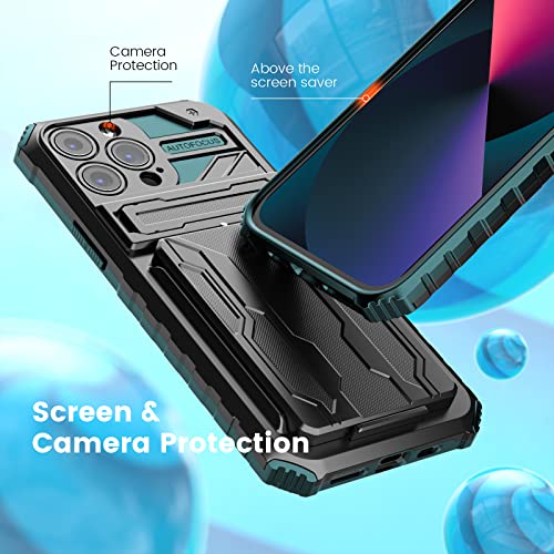Dawngrey Card Holder Compatible with iPhone 13 Pro Max Detachable Wallet Case for Slot Kickstand Heavy Duty and Camera Shockproof Protection Phone case ID Cash Credit Cards Pocket. 6.7 inch (Green)