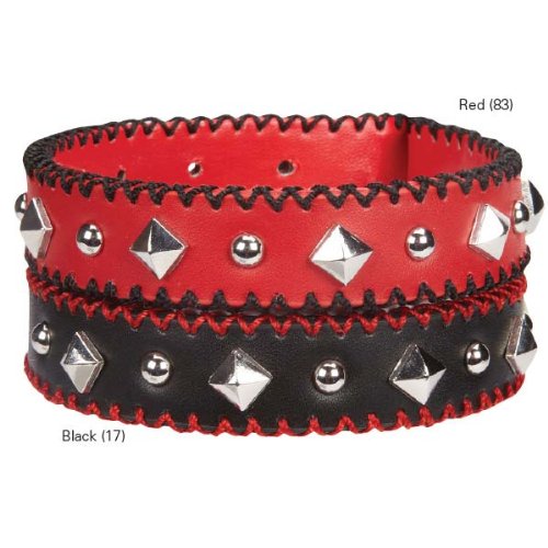 Zack & Zoey Pop Stitch Dog Collar, 11 to 14-Inch, Black