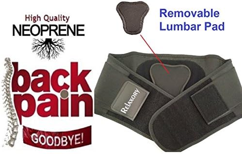 Relaxory Adjustable Back Support Waist Trimmer Brace Belt Low Back Pain Relief With Removable Lumbar Pad (Large 110 x 22cm)
