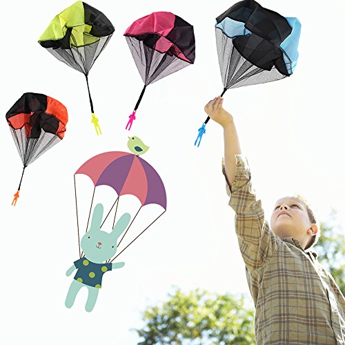 Qiwoo 5 Pack Flying Toy Parachute Balloon Helicopter Toys for Kids 4 Colors Mini No Tangle Throwing Flying Parachute Army Man Sports  Outdoor Play for Childrens Boys Girls Teens Party Favors