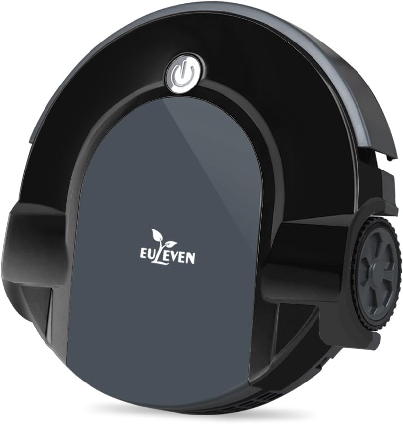 EULEVEN 3071B Robotic Vacuum Cleaner Drop -Sensing Technology,Floor Care Sweeper with HEPA Filter for Pet Fur and Dirt, climbs Over The Rugs,Design for Hard Floor and Low-Pile Carpet-Black