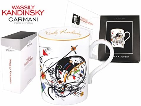 Carmani Painters Tea or Coffee Cup, Wassily Kandinsky Porcelain Collection (Bustling Aquarelle)