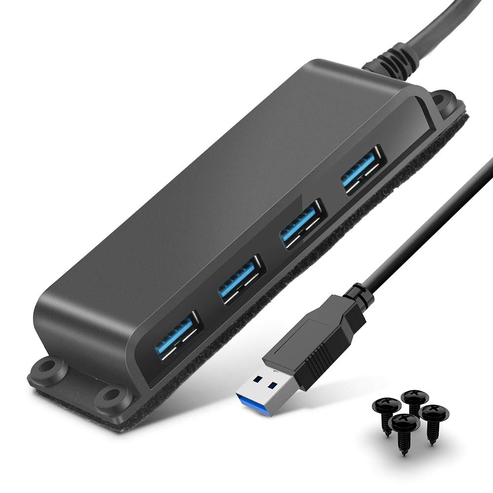 4-ports USB 3.0 datahub 5Gbps with extension 100 cm cable, for fixed with screw and Velcro fastener