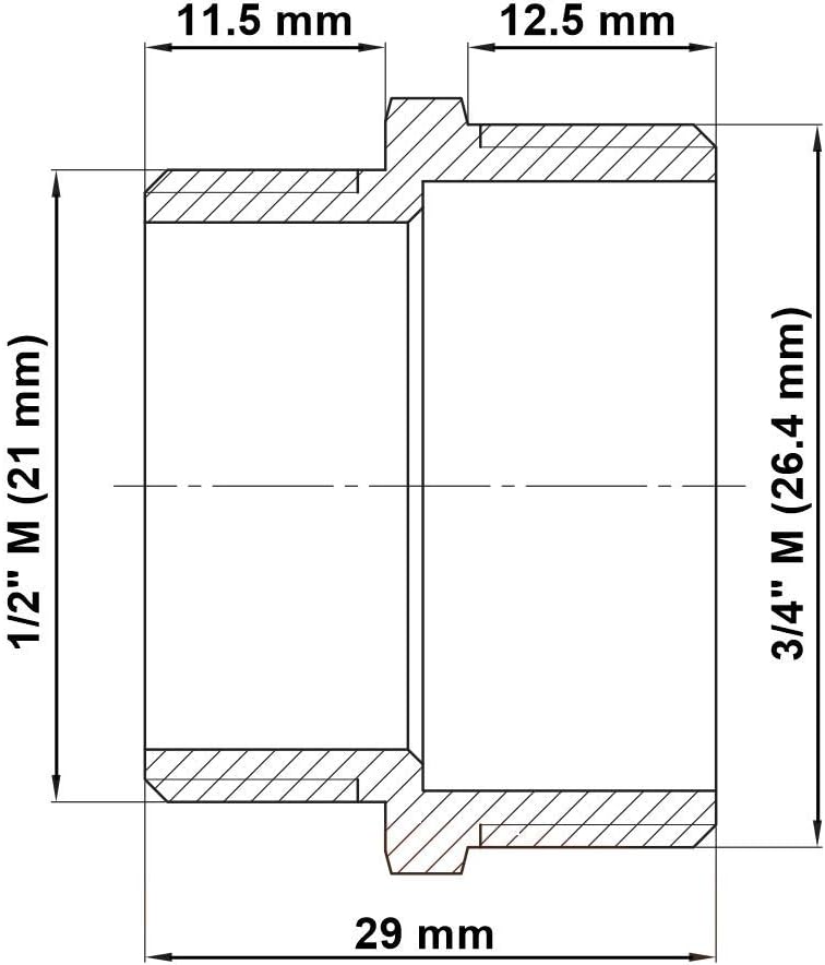 BFG Plumbing Fittings Water Pipe Nipple Reduction Connector 1/2" BSP Male x 3/4" BSP Male, BSP Fittings - Image 4