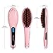Hair straightening Brush, Oak Leaf Hair Straightener Brush Electric Heating Ceramic Comb, Pink, Working Temperature ranging 356-446℉