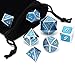 Polyhedral Metal dice Complete Set of 7 Chromium Transparent Light Blue for Dungeons and Dragons MTG RPG Role Playing Table Game