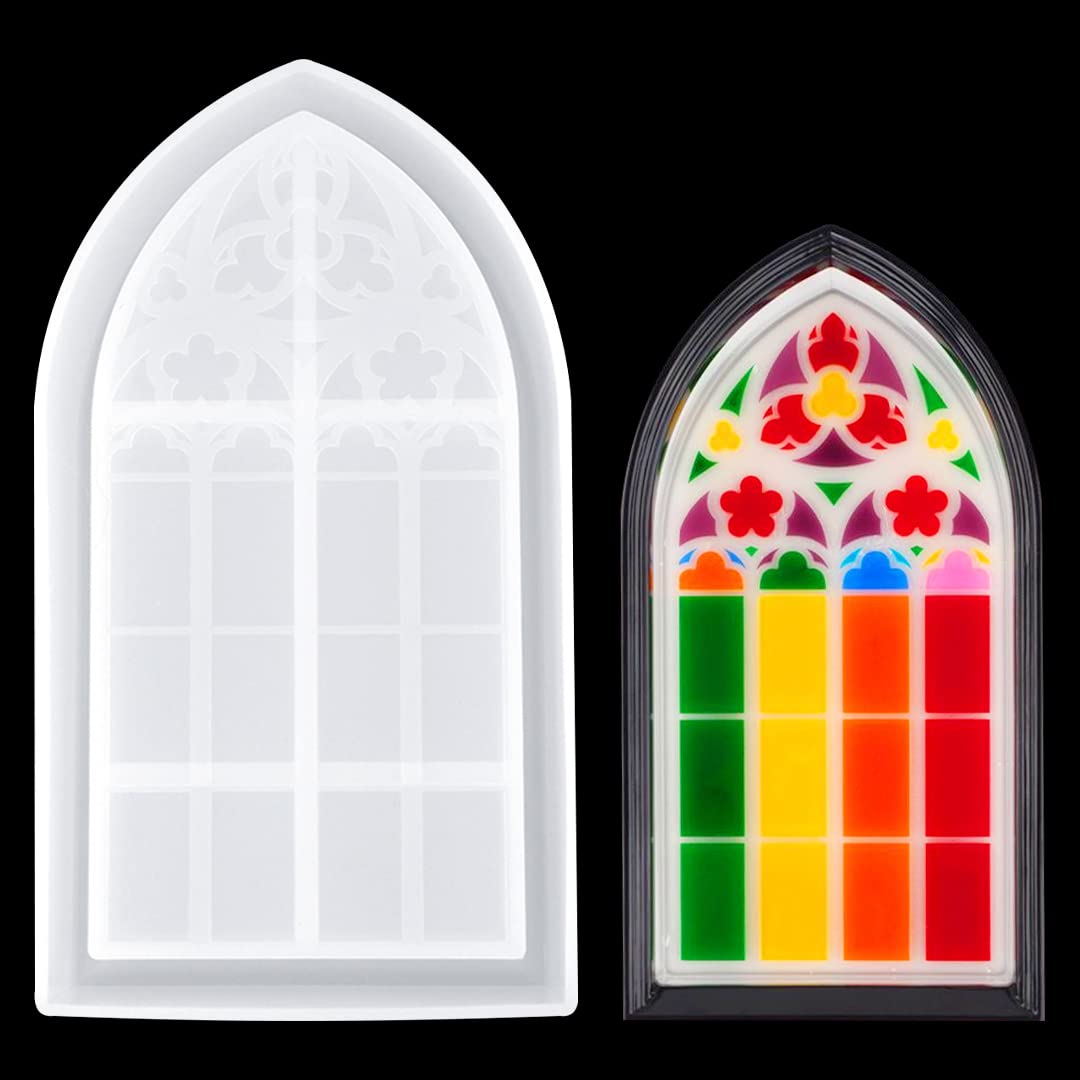 Zayookey Epoxy Molds Church Window Storage Box Silicone Mould Soap Dish Resin Molds Rolling Trinket Tray Mold for Epoxy Resin Casting Candy Plate Jewelry Container Home Decoration (Box Mould A) — image 1