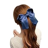 Coromose Women Girls Cute Large Big Satin Hair Hair Clip Boutique Ribbon Bow (Blue)