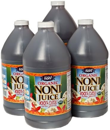 Organic Hawaiian Noni Juice - Case of 4 Half Gallon Jugs (64oz Each) by Healing Noni