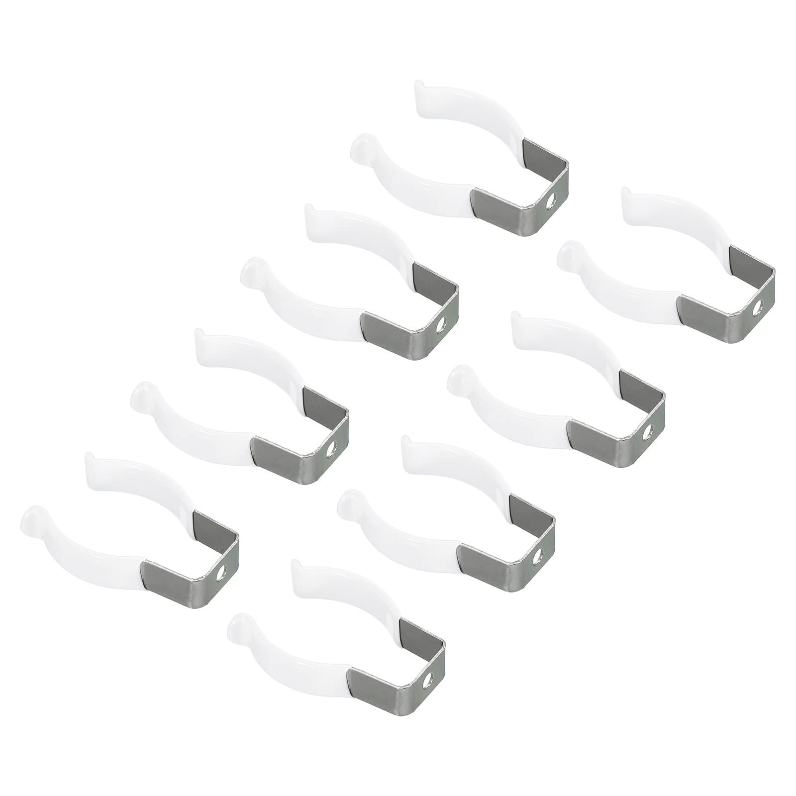 TOP-VIGOR 8Pcs T10 U Clips Holder Bracket for LED Light Bulb Mounting Bracket Support Stainless Steel Fluorescent Tube Holder Pipe Clamps Spring Holder Tool Clips to Prevent Sagging, White
