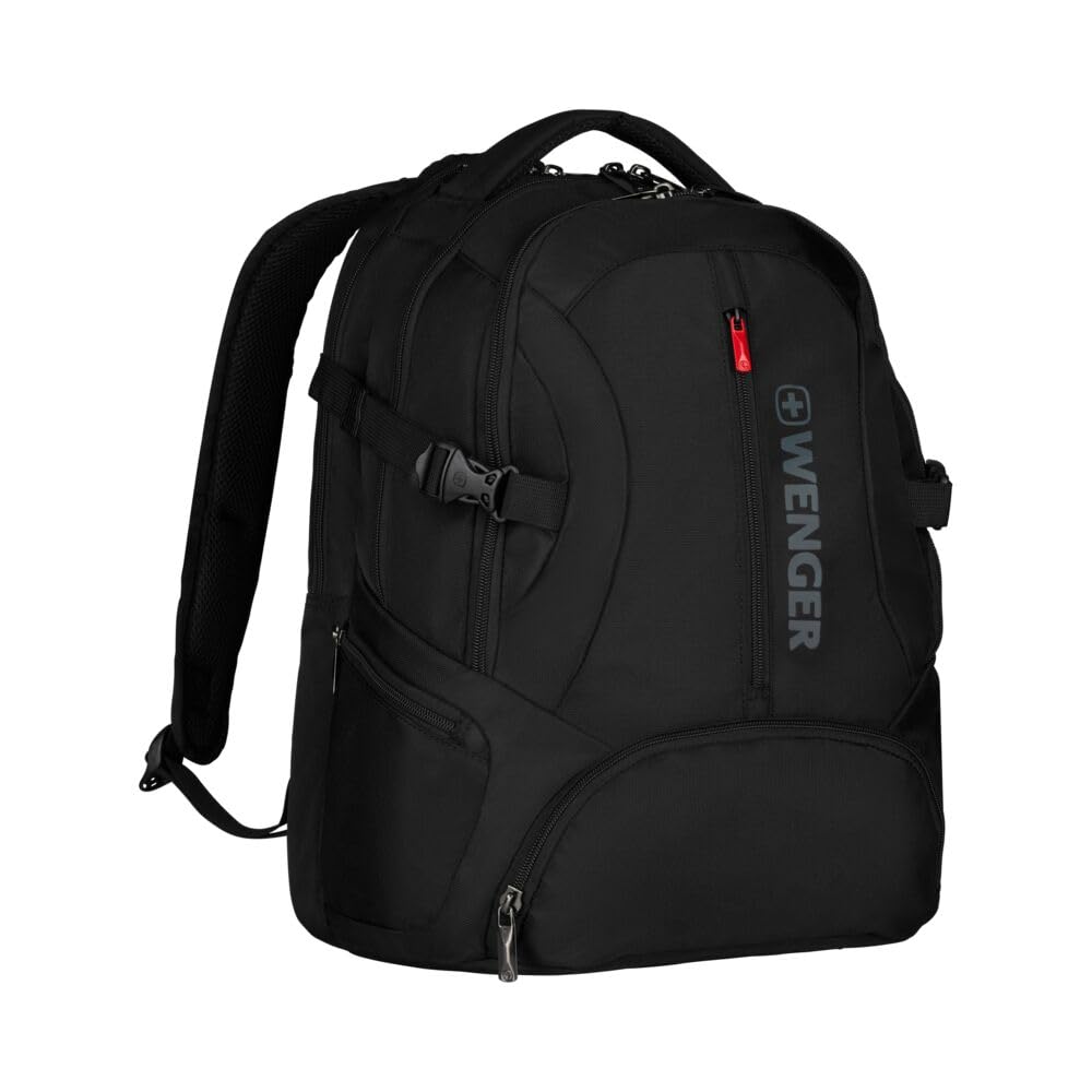 Wenger 600636 Transit 16' Backpack, Padded Laptop Compartment with iPad/Tablet/eReader Pocket in Black (27 litres), 46 Centimeters, WE600636