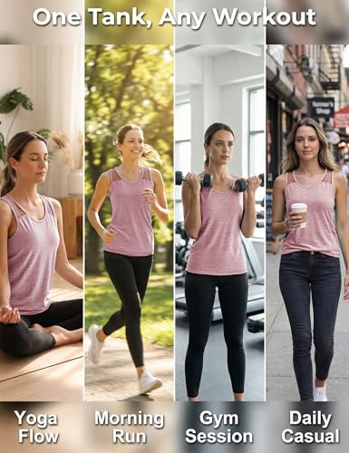 Wayleb Women's Sports Tank Top with Breathable Mesh Lightweight for Fitness Yoga Running S-3XL