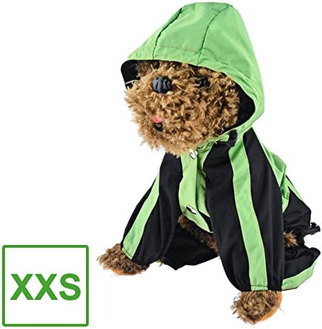 RainDog Coat | Hefty Waterproof Nylon Dog Raincoat with Adorable Hoodie to Keep Your Dog Dry, Perfect for Small Dog, Size XXS, Vibrant Green, 156.5