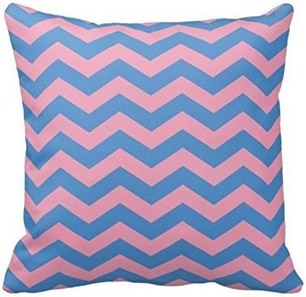 Fashion Custom Simple Pillowcase,Blue And Pink Zig Zag Pattern Pilllows Stripes Pillow Personalized Square Cotton Throw Pillow Case Decor Cushion Covers