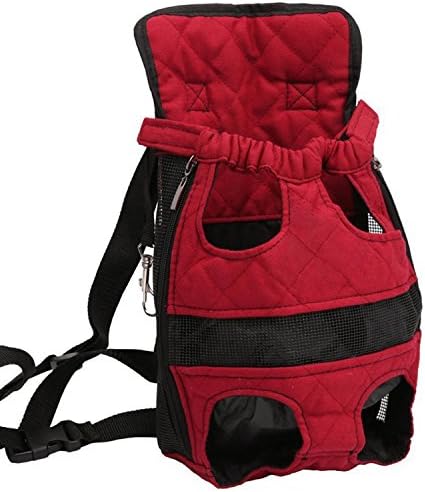 Pet Carrier Backpack Adjustable Pet Front Dog Carrier Backpack for Small Pet Walking Traveling Hiking Camping, Burgundy XL