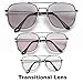 Transitional Photochromatic Non Prescription Clear Lens Classic Aviator Glasses/Sunglasses (U.S. Flag Pouch and Soft Capsule Case Included)