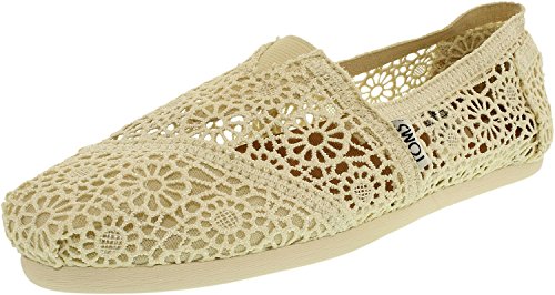TOMS Women's 10007858 Moroccan Crochet Alpargata Flat, Natural, 9 M US