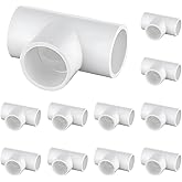 12-Packs 3/4 Inch Tee PVC Fittings, Furniture Grade Pipe Fittings 3 Way for SCH40 PVC Pipe, Pipe Connectors for All DIY Structures and Frames