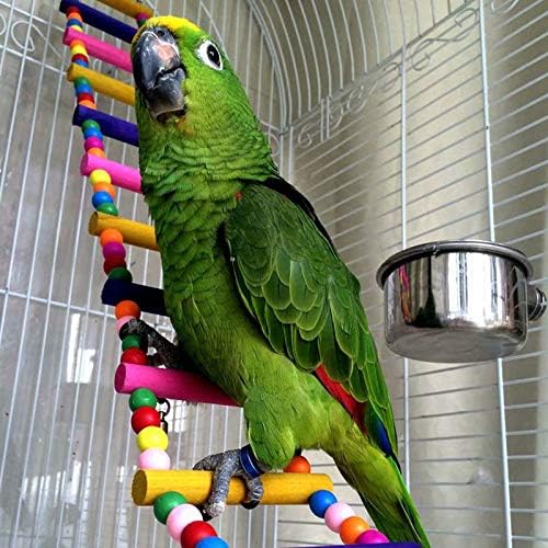 Wood Climbing Ladder Toy for Bird Parrot Budgie Parakeet Cockatiel Macaw African Grey Cockatoo Rat Gerbil Mice Chinchilla Guinea Pig Squirrel Cage Perch