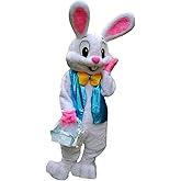 JIUYUE Easter Rabbit Bunny Rabbit Mascot Costume Adult Fancy Dress White, Large