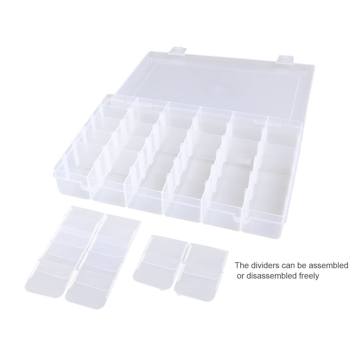 Storage Lasten 36 Grids Clear Plastic Compartment Jewelry Organizer