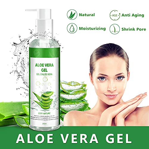CUSMAY Aloe Vera Gel – Natural Aloe Vera Gel for Face, Body, Hands and Hair Moisturizing and Soothing – for Acne and Sunburn, 250 ml