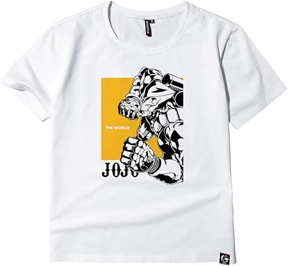 Amazon ジョジョの奇妙な冒険 印刷 T シャツ コットン ラウンド ネック 半袖 男性女性 ザ ワールド 日本アニメ T シャツ アニメファン シャツ 通販
