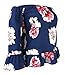 ICOOLTECH Women's Casual Floral Off Shoulder Long Sleeve Chiffon Blouse Top (US 6-8, Floral A)